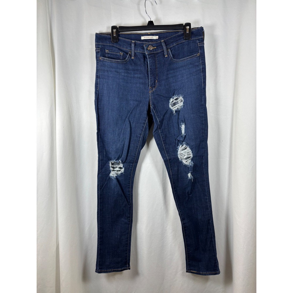 Levis 311 Shaping Skinny Jeans Womens 29 Dark Wash Blue Distressed Ripped Denim